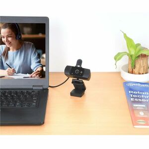 Cámara Web Manhattan 462556 - 2megapíxel - 30fps - Negro - Usb 2.0 Tipe A - Al Por Menor - Full Hd - 1920 X 1080 Vídeo - Foco Estático - 78° ángulo - Clip, Montaje De Trípode - Micrófono - Windows, Macos, Linux, Android, Windows Xp, Windows Vista, Windows 8.1, Windows 10, Windows 11, Macos 10.6 O Superior - Rotación 360°, Plug Y Play, Balance De Blancos Automático