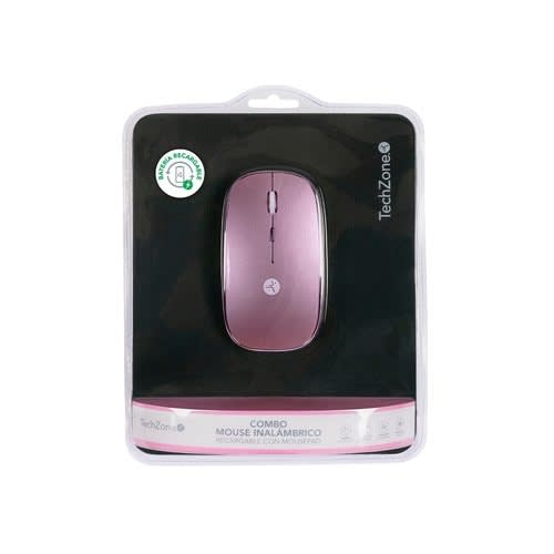 Mouse Slive Recargable Rosa Con Nano Receptor Tipo C Y Usb A, Mouse Pad Incluído Techzone, Dpi: 1000, 1200, 1600 - Image 6