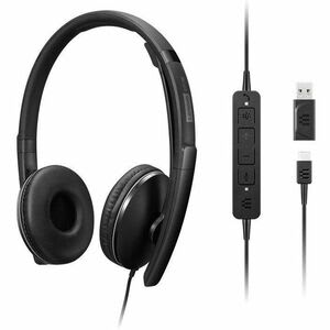 Auriculares Lenovo Cableado Sobre La Oreja, Sobre La Cabeza Estéreo - Negro - Certificación Microsoft Teams - Binaural - Cerrado - 2.2kilo Ohm - 20hz A 20khz - 178.5cm Cable - Función De Cancelación De Ruido Ambiente Micrófono - Usb Tipo C - Image 6