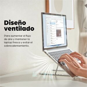 Manhattan Altura Ajustable Elevador De Sobremesa Multiuso - Hasta 39.6cm (15.6") Para Pantalla Plana - 5kg Capacidad De Carga - 1.3cm Altura X 4.4cm Ancho - Independiente, Mesa - Aluminio, Silicona, Acero - Plata - Para Portátil, Tableta, Home, Hotel, Feria Comercial - Ajustable, Pórtatil, Ergonómico, Plegable, Ligero, Dise?o Con Ventilación, Cómodo, Inclinable, Inclinación Ajustable, Compacto, Duradero, ... - Image 16