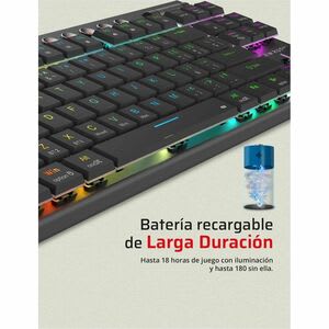 Balamrush Dominate Expert Gk959 Teclado Gaming - Sin Teclado Numérico - Inalámbrico Conectividad - Usb Interfaz - Rgb Led - Negro - Bluetooth/Rf - 5 - 2.40ghz - Multimedia, Botón De Control Tecla(s) De Acceso Rápido - Android, Apple Ios - Playstation 4, Playstation 5, Xbox - Mac - Plástico Abs