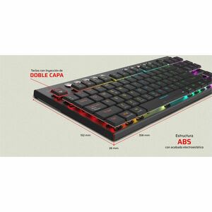 Balamrush Dominate Expert Gk959 Teclado Gaming - Sin Teclado Numérico - Inalámbrico Conectividad - Usb Interfaz - Rgb Led - Negro - Bluetooth/Rf - 5 - 2.40ghz - Multimedia, Botón De Control Tecla(s) De Acceso Rápido - Android, Apple Ios - Playstation 4, Playstation 5, Xbox - Mac - Plástico Abs