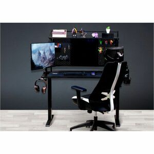 Naceb Mesa Para Gaming - Forma 't' Base - 2 Legs - Altura Ajustable - 1180mm Altura - Juegos - Fibra De Carbono Negro - Acero
