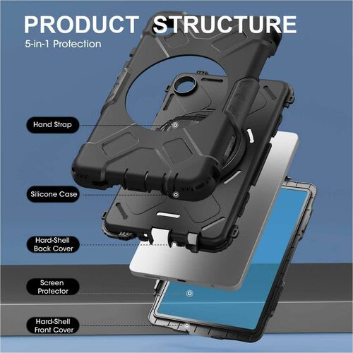 Funda Rígida Con Soporte Para Samsung Galaxy Tab® A9 (8.7") - Amortiguador, Resistente A Golpes, Resistente A Caídas, Resistente A Impactos, Protector De Pantalla Resistente A Los Arañazos - Policarbonato, Silicona, Poliuretano Body - Correa De Mano, Correa De Hombro - 27.9mm Altura X 149.1mm Ancho X 235mm Profundidad - Al Por Menor - Image 16