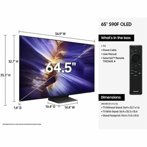 Samsung Tv Smart Oled Samsung S90f Qn65s90faf - 165.1cm - 4k Uhdtv - Negro Grafito - Alexa, Bixby Soportado - Tv Plus - Tizen - Dolby Atmos