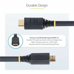 Startech.com 5m Hdmi Cable A/V - 1 - Cable For Base De Conexión, Workstation, Gpu Externa, Barra De Sonido, Receptor A/V, Pantalla, Monitor, Tv, Dispositivo De Audio/Vídeo - 18gbit/S - Admite Hasta3840 X 2160 - Apantallado - Oro Conector Chapado - 26 Awg - Negro