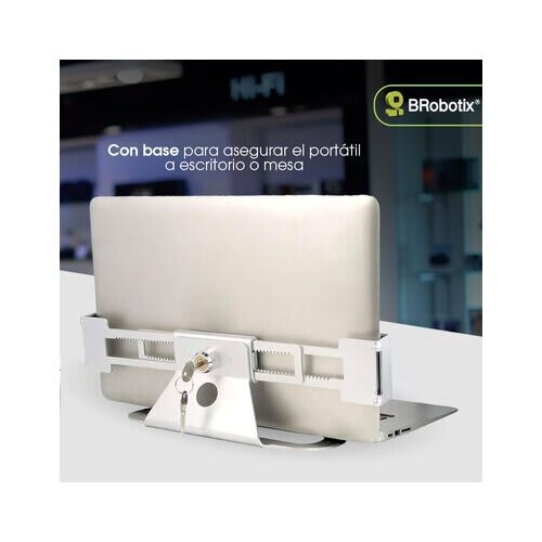 Brobotix Soporte Antirrobo Para Laptop, Base Fija Para Asegurar A Escritorio O Mesa, Ancho Ajustable De 29.5 A 45 Cm, Con Llave, Color Plata. Estación De Bloqueo, Cerradura De Seguridad Para Laptop O Portatil, Estación De Bloqueo Con Llave Para Laptop Son Ranura De Candado, Ultrabook, Chromebook - Lenovo®, Hp®, Acer®, Asus®, Dell®, Honor®, Apple®, Macbook Air®, Macbook Pro®. - Image 4