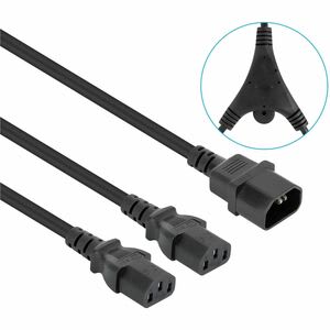 Cable De Alimentación Divisor En Y, Un Conector C14 A 2 X C13, 1.8 M, Cable De Alimentación Doble Con Dos Conectores C13 Hembra A C14 Macho, 10 A, 250 V, Alimenta Dos Dispositivos Desde Un Pdu O Toma De Un Ups, Negro - Para Unidad De Distribución Eléctrica, Ups, Servidor De Bastidor, Sistema De Almacenamiento, Servidor, Pc, Monitor, Bastidor - Iec 60320 C13 / Iec 60320 C14 - 250 V Ca / 10a - Interior - Negro - Trabajo Pesado