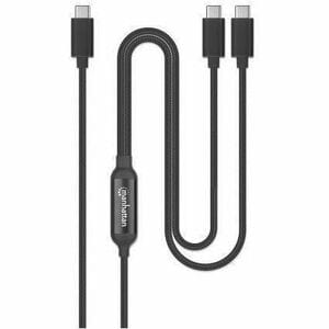 Cable De Carga Usb-C Doble 100 W, 2 M (7 Ft), Usb-C Macho A Dos Usb-C Macho, Cable Divisor De Alimentación Inteligente, Carga Dos Dispositivos Desde Un Puerto Usb-C Pd, Cubierta Trenzada, Bota De Aluminio, Negro. Carga Dos Dispositivos Desde Un Solo Conector - Cable For Portátil, Netbook, Cargador De Automóvil, Teléfono Móvil, Cargador De Pared, Macbook, Dispositivo Usb, Ipad Pro, Chromebook, Macbook Pro, Mando De Juego - Cable Divisor - Níquel Contacto Chapado - 32/22 Awg - N