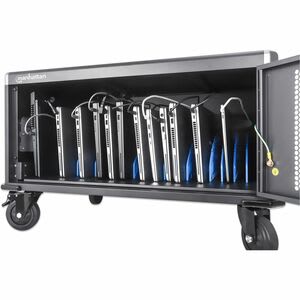 Gabinete De Carga Con 20 Contactos De Ca, Tomas Nema 5-15r Incorporadas En La Parte Posterior, Amplios Compartimentos Para Dispositivos De Hasta 15.6" , Con Cerradura, Protección Contra Sobrecarga, Negro, Guarda Y Carga Tus Dispositivos De Forma Segura - 4 Ruedas - Acero, Metálico, Plástico, Acero Laminado En Frío (crs), Plástico Abs - Negro - Para 20 Dispositivos - 39.6cm (15.6") Screen Supported - Image 10
