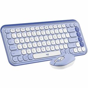 Teclado Y Ratón Logitech Pop Icon Combo - Qwerty - Español - Inalámbrico Bluetooth Teclado - Keyboard/Keypad Color: Blanco, Lila - Inalámbrico Bluetooth Mouse - óptico - 4000 Dpi - 2 Botón - Rueda De Desplazamiento - Pointing Device Color: Blanco, Lila - Easy Switch, Interuptor Encendido/Apagado, Pausa Tecla(s) De Acceso Rápido - Aa, Aaa - Compatible Con Portátil, Tableta Para Pc, Mac
