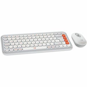 Teclado Y Ratón Logitech Pop Icon Combo - Qwerty - Español - Usb Inalámbrico Bluetooth Teclado - Keyboard/Keypad Color: Blanco, Naranja - Usb Inalámbrico Bluetooth Mouse - óptico - 4000 Dpi - 2 Botón - Rueda De Desplazamiento - Pointing Device Color: Blanco, Naranja - Easy Switch, Interuptor Encendido/Apagado Tecla(s) De Acceso Rápido - Aa, Aaa - Compatible Con Portátil, Tableta Para Pc, Mac