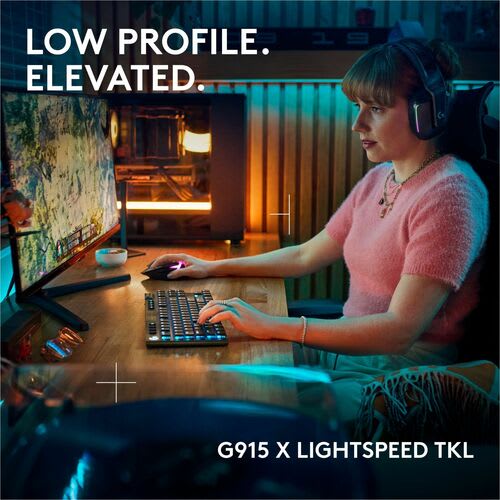 Logitech G G915 X Lightspeed Tkl Teclado Gaming - Tama?o Completo - Con Cable/Inalámbrico Conectividad - Usb Tipo C Interfaz - Rgb Led - Gl Táctil Llave De Contacto - Bluetooth/Rf - 2.40ghz - Rodillo De Volumen, Control De Medios Tecla(s) De Acceso Rápido - Mac Os, Windows 10, Mac Os X 10.11 El Capitan, Windows 11, Mac Os X 11.0 Big Sur, Chromeos, Android 4.3 Jelly Bean, Ios 10 - Pc, Mac