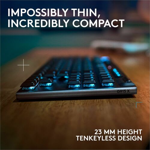 Logitech G G915 X Lightspeed Tkl Teclado Gaming - Tama?o Completo - Con Cable/Inalámbrico Conectividad - Usb Tipo C Interfaz - Rgb Led - Gl Táctil Llave De Contacto - Bluetooth/Rf - 2.40ghz - Rodillo De Volumen, Control De Medios Tecla(s) De Acceso Rápido - Mac Os, Windows 10, Mac Os X 10.11 El Capitan, Windows 11, Mac Os X 11.0 Big Sur, Chromeos, Android 4.3 Jelly Bean, Ios 10 - Pc, Mac