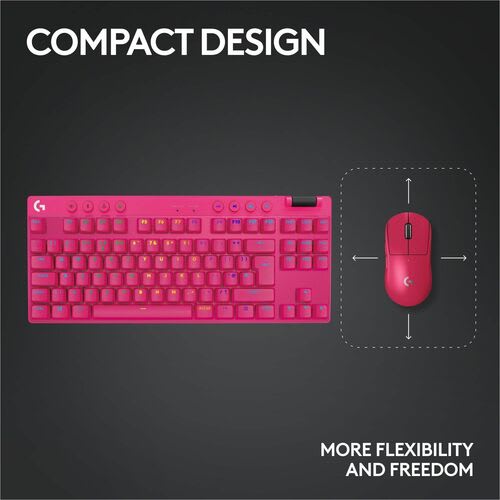 Logitech G Pro X Tkl Teclado Gaming - Sin Teclado Numérico - Cable Conectividad - Usb Tipo C Interfaz - Rgb Led - Magenta - Magnética Llave De Contacto - Control De Medios Tecla(s) De Acceso Rápido - Windows 10 - Pc