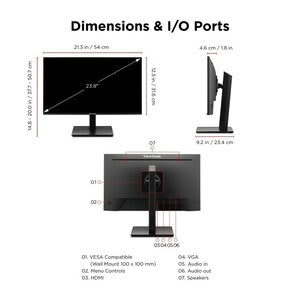 Monitor Led Viewsonic Va2448-Mhj 24.0" (61.0cm) Clase Full Hd - 16:9 - 23.8" (60.5cm) Viewable - Tecnología Conmutación En El Mismo Plano (in-Plane Switching, Ips) - Led Retroiluminación - 1920 X 1080 - 16,7 Millones De Colores - 300cd/M² - 1ms - 120hz Frecuencia De Actualización - Altavoces - Giratoria, Altura, Pivote, Inclinable - Hdmi - Vga - Compatible Con Montura Vesa - Image 5