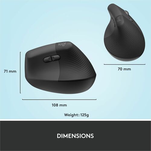 Mouse Logitech Lift - Bluetooth - Usb - óptico - 6 Botón(es) - Grafito - Inalámbrico - 4000 Dpi - Rueda De Desplazamiento - Peque?o/Mediano Tamaño De La Mano/Palma