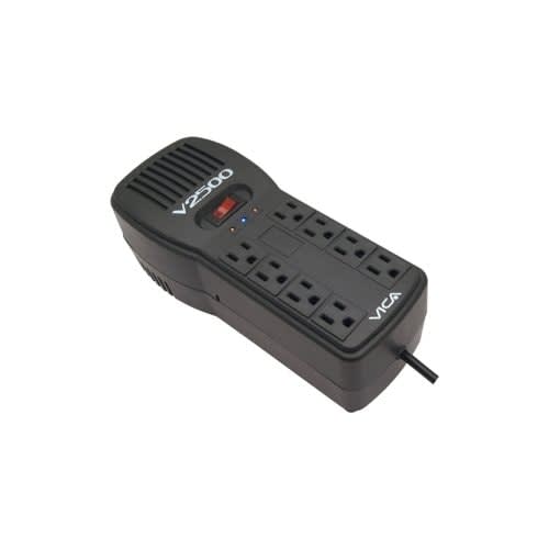 Vica V2500 Regulador De Voltaje, 2500va/1500w, 8 Tomas, Rj11, Rj45, Empotrable, Leds