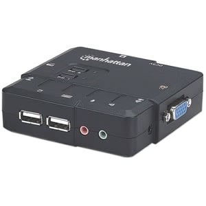 Manhattan Mux Kvm Desktop Usb 2:1 Con Cables+audio - 2 Computador(es) - 1 Usuarios Locales - 1600 X 900 - 4 X Usb - 3 X Vga
