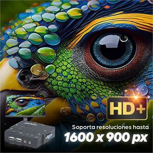 Manhattan Mux Kvm Desktop Usb 2:1 Con Cables+audio - 2 Computador(es) - 1 Usuarios Locales - 1600 X 900 - 4 X Usb - 3 X Vga