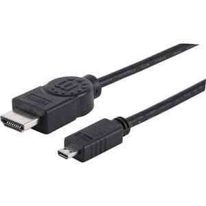 Manhattan Cable Hdmi 1.4 M-Micro 2m+ethernet - Cable For Dispositivo De Audio/Vídeo, Tv, Reproductor Blu-Ray, Consola De Juegos, Computadora De Escritorio, Pc - 10.2gbit/S - Admite Hasta3840 X 2160 - Apantallado - Níquel, Oro Contacto Chapado - Malla - 34 Awg - Negro - Image 3
