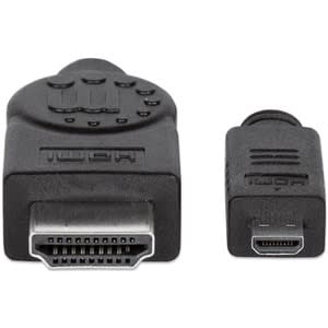 Manhattan Cable Hdmi 1.4 M-Micro 2m+ethernet - Cable For Dispositivo De Audio/Vídeo, Tv, Reproductor Blu-Ray, Consola De Juegos, Computadora De Escritorio, Pc - 10.2gbit/S - Admite Hasta3840 X 2160 - Apantallado - Níquel, Oro Contacto Chapado - Malla - 34 Awg - Negro - Image 5