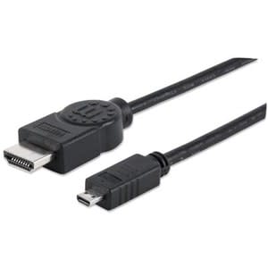 Manhattan Cable Hdmi 1.4 M-Micro 2m+ethernet - Cable For Dispositivo De Audio/Vídeo, Tv, Reproductor Blu-Ray, Consola De Juegos, Computadora De Escritorio, Pc - 10.2gbit/S - Admite Hasta3840 X 2160 - Apantallado - Níquel, Oro Contacto Chapado - Malla - 34 Awg - Negro - Image 6