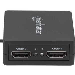 Manhattan Video Splitter Hdmi 1080p, 1 In:2 Out, Alimentado Por Usb - 1920 X 1200 - 225mhz Ancho De Banda De Vídeo Máximo - 15m Distancia Máxima De Funcionamiento - 1 X Entrada Hdmi - 2 X Salida Hdmi - Oro Cromado