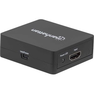 Manhattan Video Splitter Hdmi 1080p, 1 In:2 Out, Alimentado Por Usb - 1920 X 1200 - 225mhz Ancho De Banda De Vídeo Máximo - 15m Distancia Máxima De Funcionamiento - 1 X Entrada Hdmi - 2 X Salida Hdmi - Oro Cromado