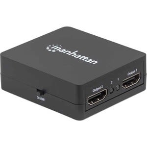 Manhattan Video Splitter Hdmi 1080p, 1 In:2 Out, Alimentado Por Usb - 1920 X 1200 - 225mhz Ancho De Banda De Vídeo Máximo - 15m Distancia Máxima De Funcionamiento - 1 X Entrada Hdmi - 2 X Salida Hdmi - Oro Cromado