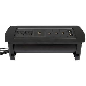 Caja Conexión, Enchufe/Usb/Hdmi/Vga/Red, P - 2 X Tomas De Corriente - 120 V Ac / 2.10a, 230 V Ac, 5 V Dc De Escritorio, Sobremesa, Montaje Empotrado - Negro - Aleación De Aluminio - Image 3