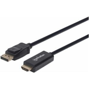 Manhattan Cable Displayport - Hdmi M-M 1080p 1.8m - Cable For Proyector, Monitor, Computadora De Escritorio, Dispositivo De Audio/Vídeo, Hdtv - Admite Hasta1920 X 1080 - Oro Contacto Chapado - Negro