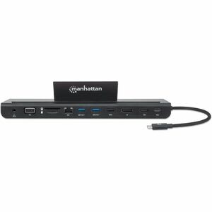 Manhattan Docking Usb-C 11 Ptos, Hdmi/Dp/Vga, Usb-C Pd/2xusbv3.2/Usbv2.0, Red/Audio/Sd/Micro Sd - 3 Displays Supported - Svga, Xga, 4k Uhd, Full Hd, Wuxga, Hd - 640 X 480, 800 X 600, 1024 X 768, 3840 X 2160, 1920 X 1080, 1920 X 1200, 1280 X 720 - 5 X Puertos Usb - 1 X Usb 2.0 - 3 X Usb Type-A Ports - Usb Tipo-A - 2 X Usb Type-C Ports - Usb Tipo-C - 1 X Rj-45 Ports - Red (rj-45) - 1 X Hdmi Ports - Hdmi - Vga - 1 X Displayports - Displayport - Cableado - Gigabit Ethernet - Windows 7, Windows