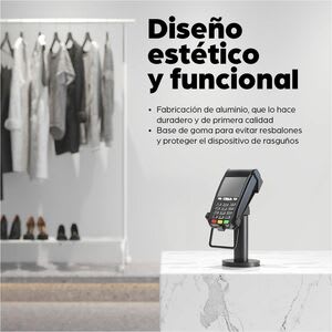 Soporte Terminal Punto De Venta Verifone V - Encimera, Independiente - Aluminio, Acero, Plástico - Negro - Para Terminal Punto De Venta, Lector De Tarjetas - Rotación De 360°, Seguro, Antirrobo, Inclinable, Manejar, Duradero, Gestión De Cableado, Almohadilla Antideslizamiento, Antideslizante, Resistencia A Arañazos, Ventilado/A, ... - Image 9