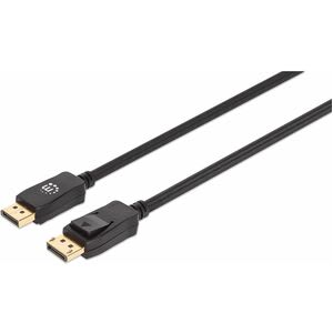 Manhattan Cable Displayport V1.4 M-M 3.0m Negro 8k60hz - Cable For Dispositivo De Audio/Vídeo - 32.4gbit/S - Admite Hasta7680 X 4320 - Apantallado - Oro Contacto Chapado - 28 Awg - Negro