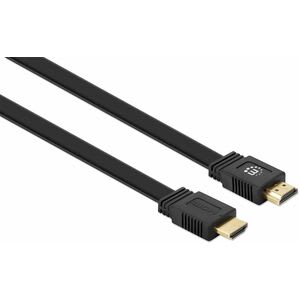 Manhattan Cable Hdmi 2.0 Plano M-M 1.0m - Cable For Tv, Sistema De Audio, Dispositivo De Audio/Vídeo, Proyector, Monitor, Portátil, Pc, Receptor A/V, Consola De Juegos, Playstation 4, Playstation 5, ... - Admite Hasta3840 X 2160 - Apantallado - Oro Contacto Chapado - 28 Awg - Negro - Image 2