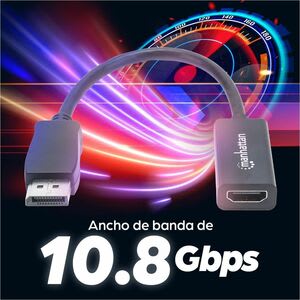 Manhattan Adaptador Pasivo Displayport Macho A Hdmi Hembra 1080p@60hz Negro - Extremo Secundario: 1 X 19-Pin Hdmi Digital Audio/Video - Female - 10.8gbit/S - Admite Hasta1920 X 1200 - Oro Contacto Chapado - Negro