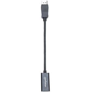 Manhattan Adaptador Pasivo Displayport Macho A Hdmi Hembra 1080p@60hz Negro - Extremo Secundario: 1 X 19-Pin Hdmi Digital Audio/Video - Female - 10.8gbit/S - Admite Hasta1920 X 1200 - Oro Contacto Chapado - Negro