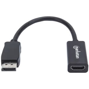 Manhattan Adaptador Pasivo Displayport Macho A Hdmi Hembra 1080p@60hz Negro - Extremo Secundario: 1 X 19-Pin Hdmi Digital Audio/Video - Female - 10.8gbit/S - Admite Hasta1920 X 1200 - Oro Contacto Chapado - Negro
