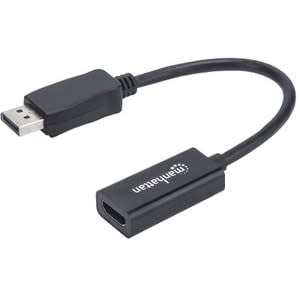 Manhattan Adaptador Pasivo Displayport Macho A Hdmi Hembra 1080p@60hz Negro - Extremo Secundario: 1 X 19-Pin Hdmi Digital Audio/Video - Female - 10.8gbit/S - Admite Hasta1920 X 1200 - Oro Contacto Chapado - Negro