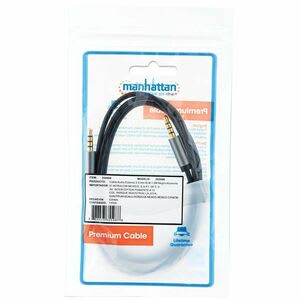 Cable Audio Estereo 3.5mm M-M 1.0m Negro/A - Cable For Dispositivo De Audio, Auricular, Altavoz, Smartphone, Portátil, Tableta, Ipod, Reproductor Mp3, Amplificador, Teléfono, ... - Oro Conector Chapado - Oro Contacto Chapado - 28 Awg - Negro/Plata