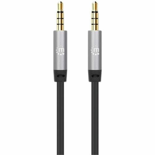 Cable Audio Estereo 5.0mm M-M 5.0m Negro/A - Cable For Dispositivo De Audio, Auricular, Altavoz, Smartphone, Portátil, Tableta, Ipod, Reproductor Mp3, Teléfono, Amplificador, Altavoz Portátil - Oro Conector Chapado - Oro Contacto Chapado - 28 Awg - Negro/Plata