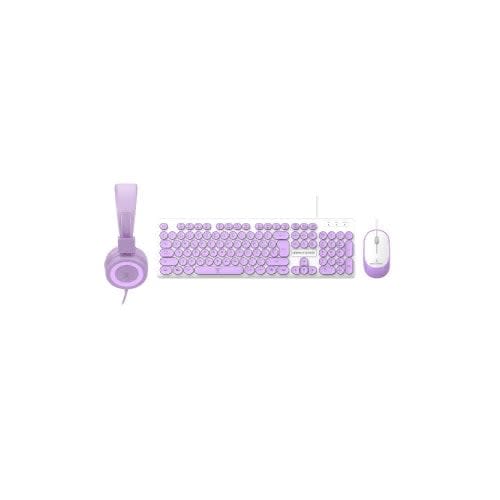 Perfect Choice Kit De Teclado, Mouse Y Diadema Alámbrico Para Niños Farben Morado | Perfect Choice