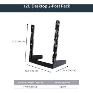 Startech.com Rack Gabinete Bastidor Abierto De Escritorio Para Servidores De 2 Postes Para 12u, 19'' - Acero - 50kg Capacidad Máxima De Peso - Image 4