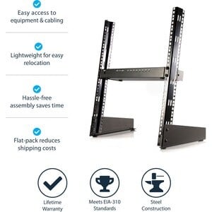 Startech.com Rack Gabinete Bastidor Abierto De Escritorio Para Servidores De 2 Postes Para 12u, 19'' - Acero - 50kg Capacidad Máxima De Peso - Image 6