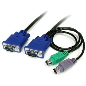 Startech.com Cable Kvm De 1.8m Ultra Delgado 3-En-1 Vga Ps/2 - Hd15 Macho A Macho - Cable For Conmutador Kvm, Teclado, Mouse - Extremo Prinicpal: 1 X 15-Pines Hd-15 - Macho - Extremo Secundario: 1 X 15-Pines Hd-15 - Macho - Negro