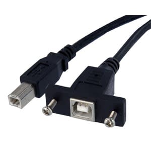 Startech.com Cable Usb De Montaje En Panel Usb B A Usb B De 30cm - Hembra A Macho - Apantallado - Negro