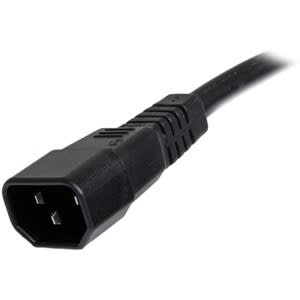 Startech.com Cable De 1.8m (6 Pies) De Extensión De Servicio Pesado, Cable Alargador De Alimentación Iec 320 C14 A Iec 320 C15, 15a 250v - Para Unidad De Distribución Eléctrica, Servidor, Computadora De Escritorio, Monitor, Impresora - Iec 60320 C14 / Iec 60320 C15 - 250 V Ca / 15a - Negro - 1 Solamente