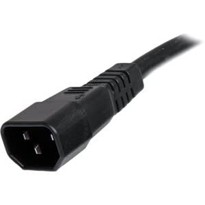 Startech.com Cable De 1.8m (6 Pies) De Extensión De Servicio Pesado, Cable Alargador De Alimentación Iec 320 C14 A Iec 320 C15, 15a 250v - Para Unidad De Distribución Eléctrica, Servidor, Computadora De Escritorio, Monitor, Impresora - Iec 60320 C14 / Iec 60320 C15 - 250 V Ca / 15a - Negro - 1 Solamente