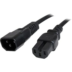 Startech.com Cable De 1.8m (6 Pies) De Extensión De Servicio Pesado, Cable Alargador De Alimentación Iec 320 C14 A Iec 320 C15, 15a 250v - Para Unidad De Distribución Eléctrica, Servidor, Computadora De Escritorio, Monitor, Impresora - Iec 60320 C14 / Iec 60320 C15 - 250 V Ca / 15a - Negro - 1 Solamente